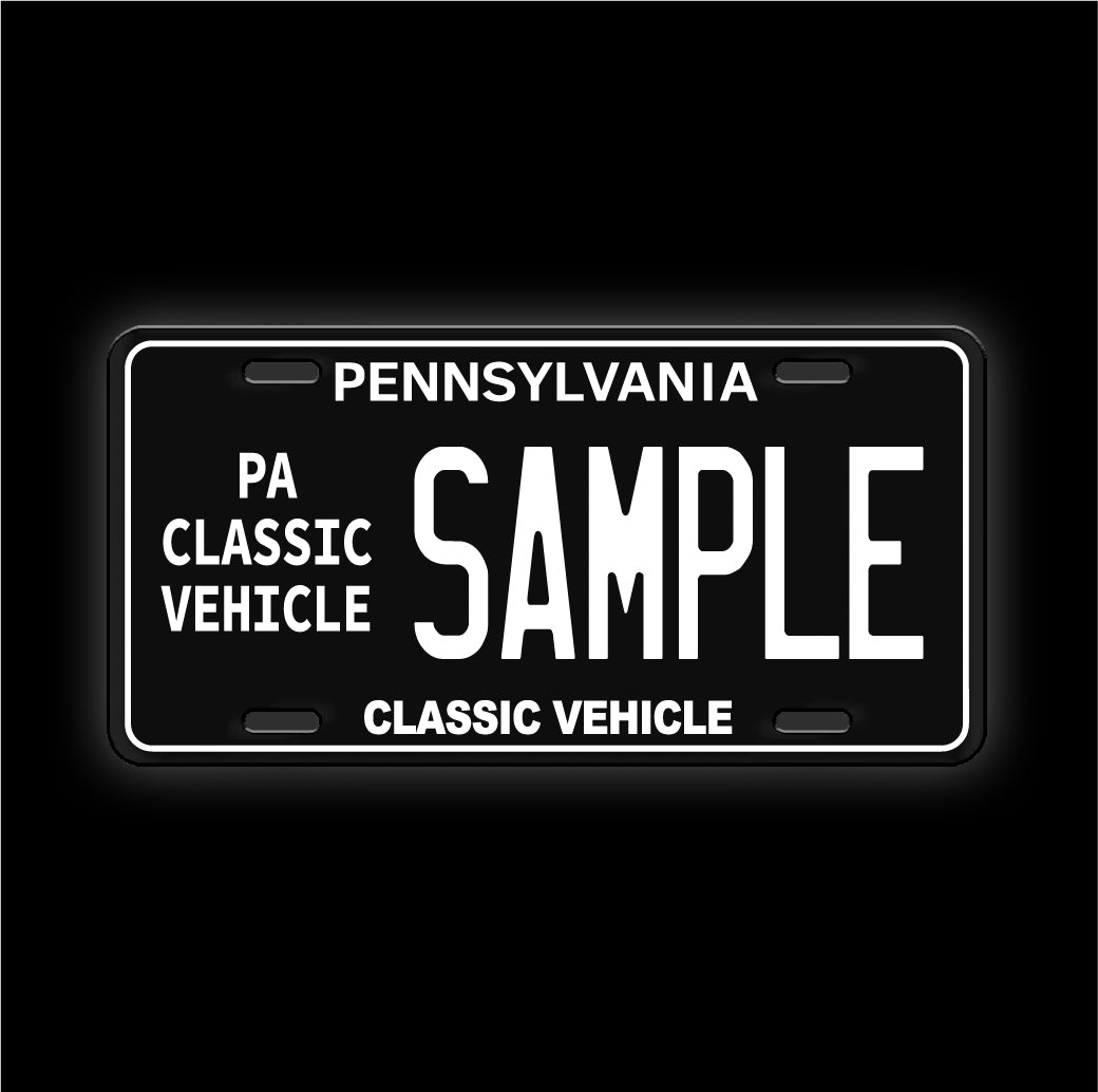 Black Custom Pennsylvania Classic Vanity License Plate