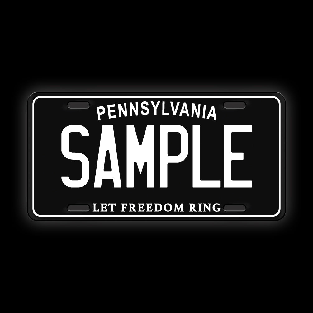 Black Custom Pennsylvania License Plate
