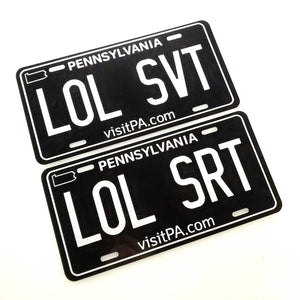 Black Custom Pennsylvania License Plate