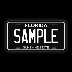 Black Custom Florida License Plate