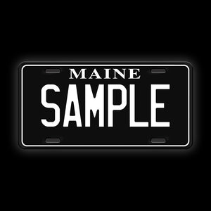Black Custom Maine License Plate