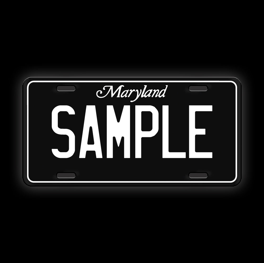 Black Custom Maryland License Plate