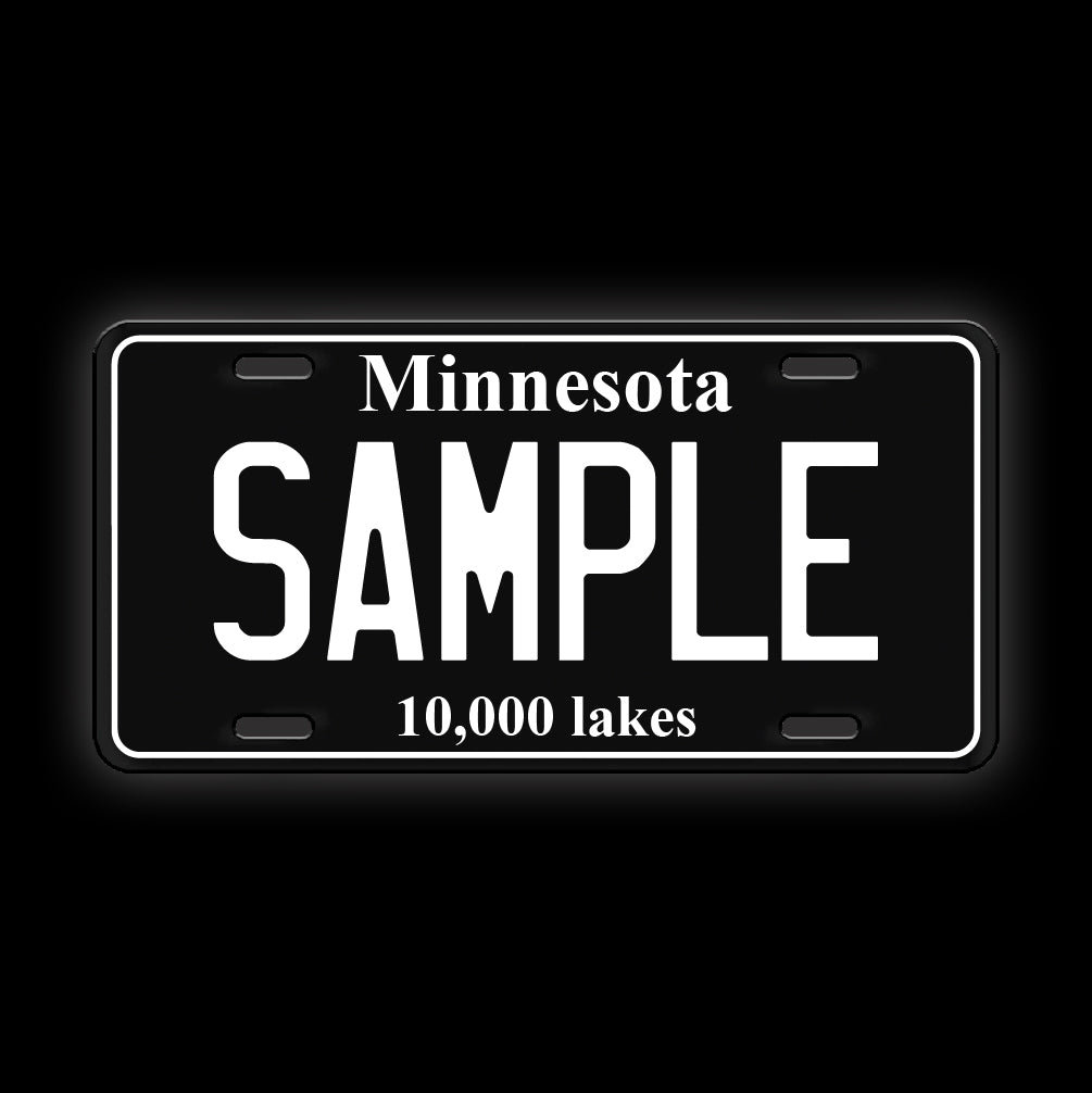 Black Custom Minnesota License Plate