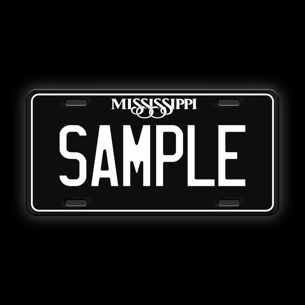 Black Custom Mississippi License Plate