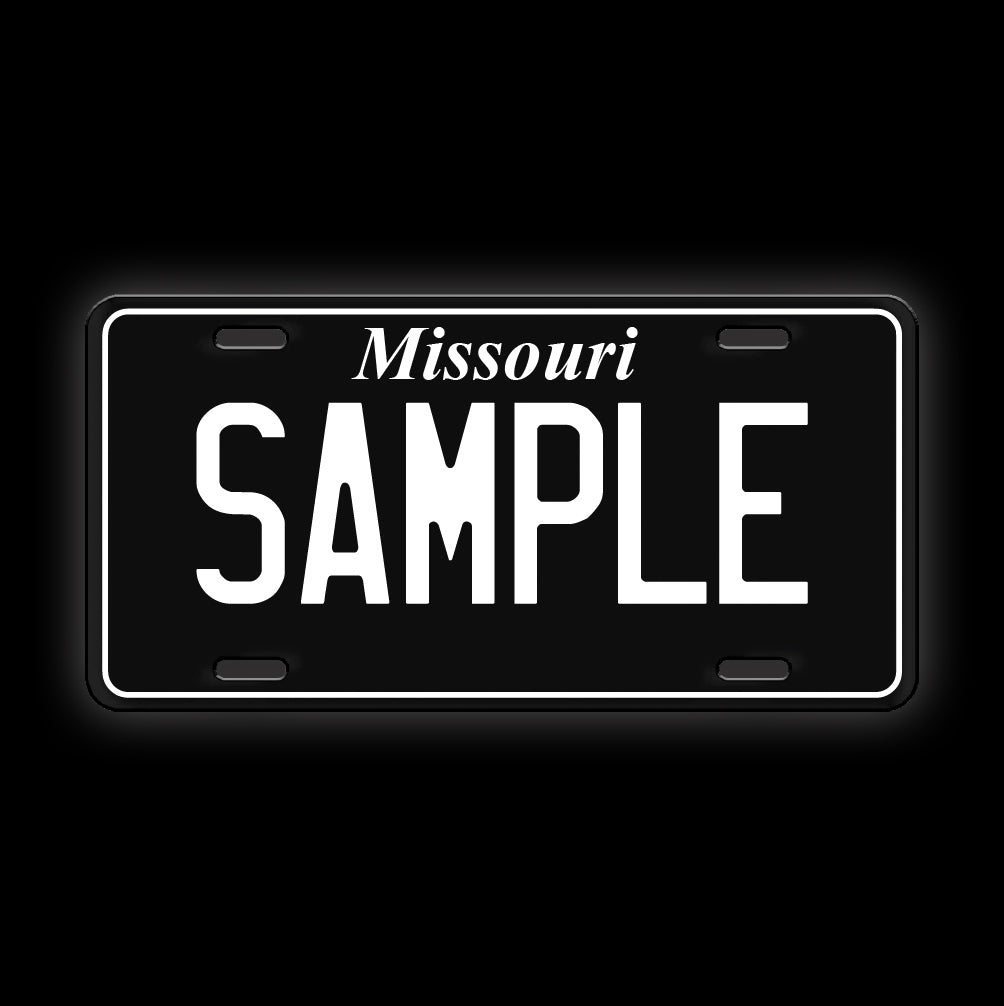 Black Custom Missouri License Plate