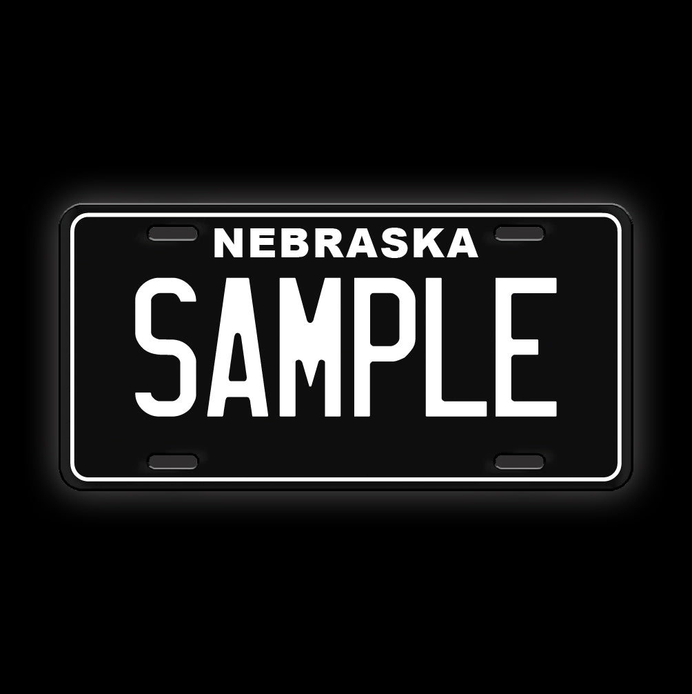 Black Custom Nebraska License Plate