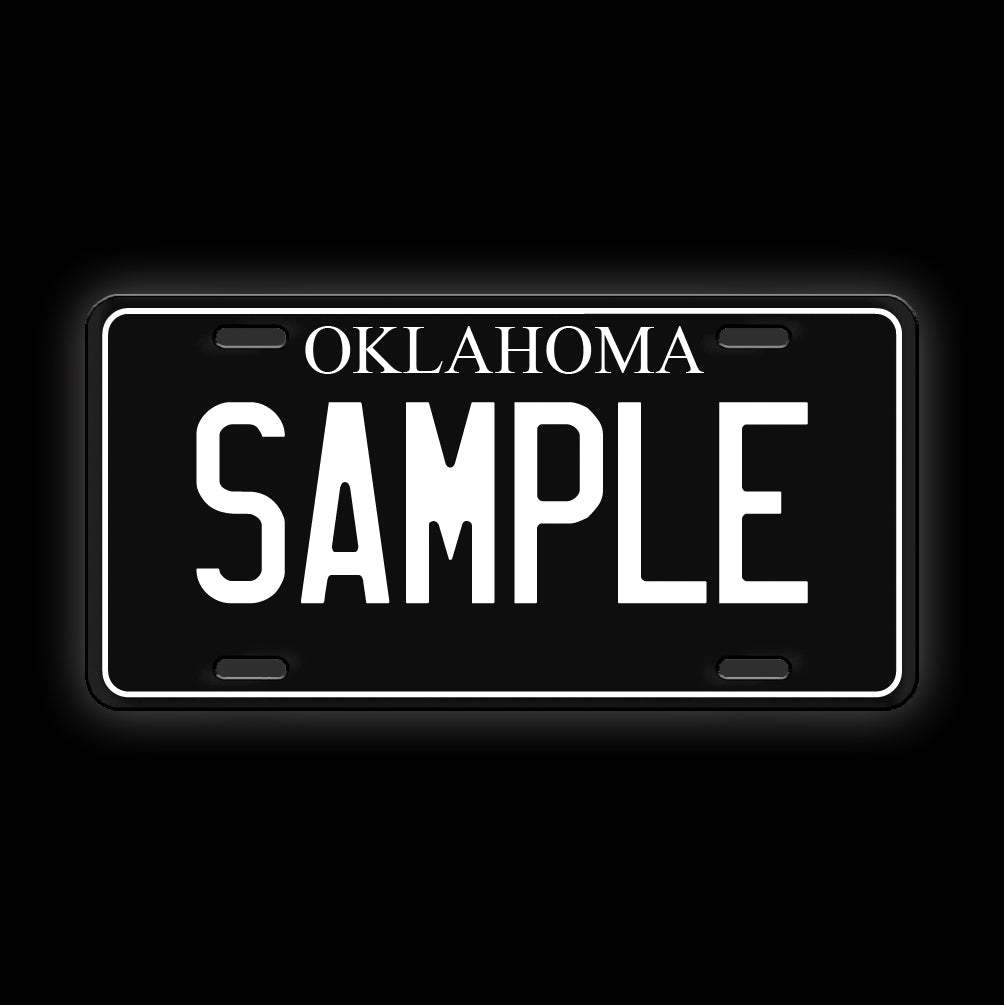 Black Custom Oklahoma License Plate