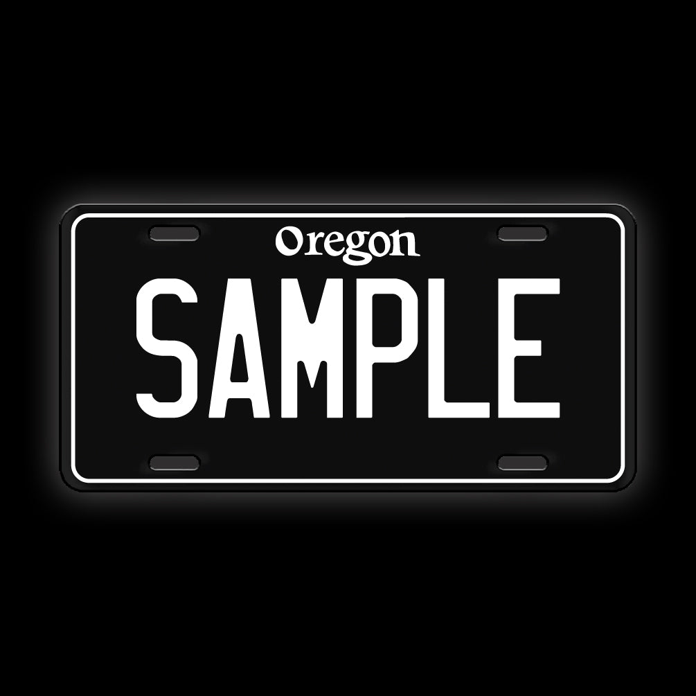 Black Custom Oregon License Plate