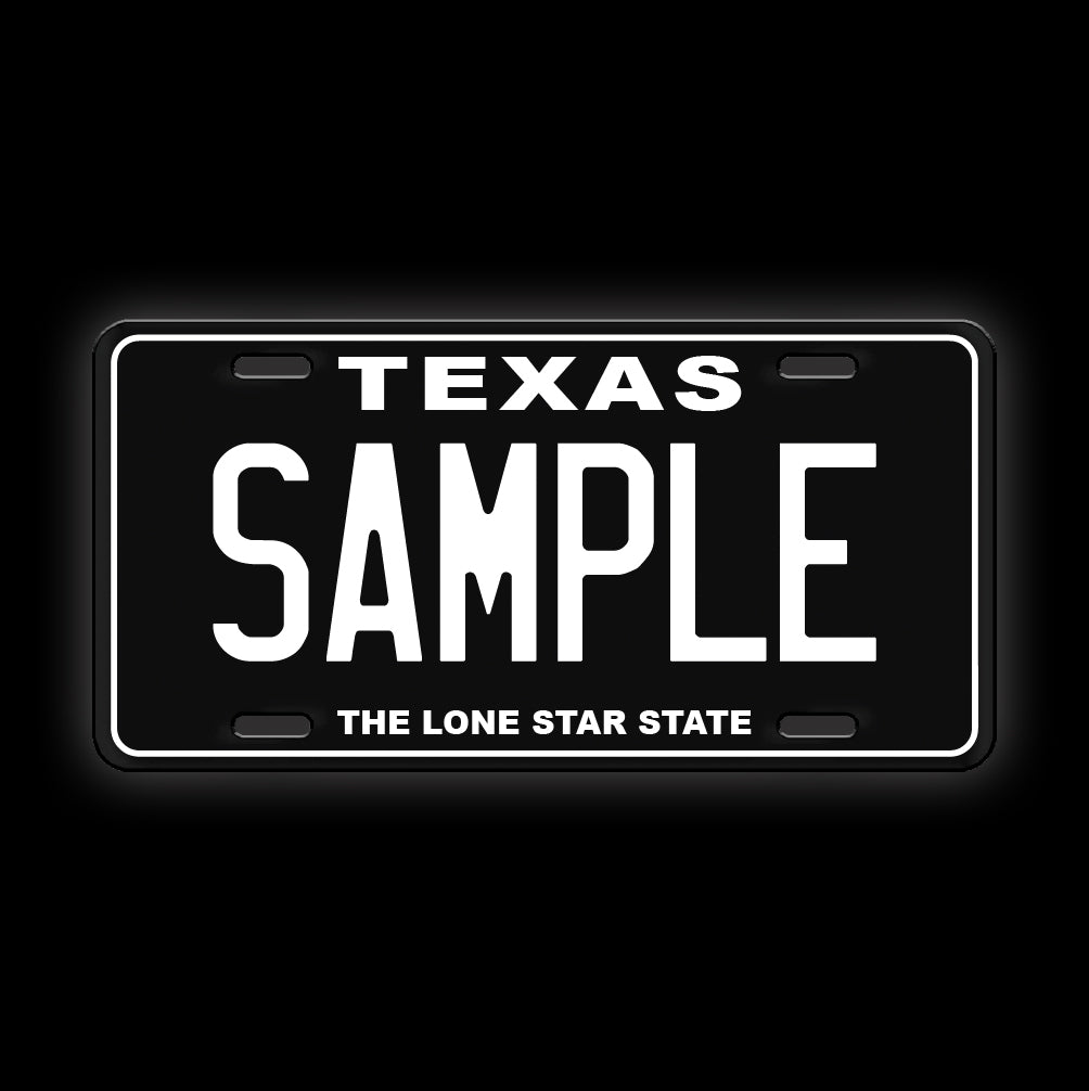 Black Custom Texas License Plate