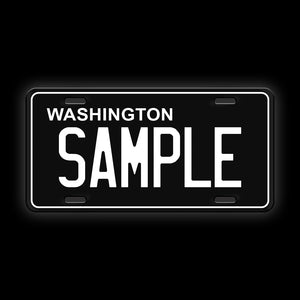 Black Custom Washington License Plate